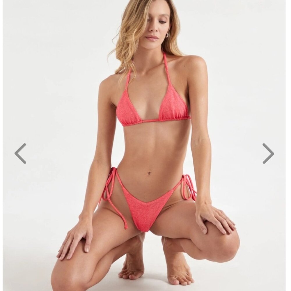 NWT OneOne Swimwear Bikini SET Ariel Jena Sims Collab Pink Flamingo Island NEW